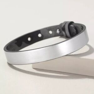 KEEP Collective Single Black Gray Camo & Silver Reversible Leather Bracelet NEW